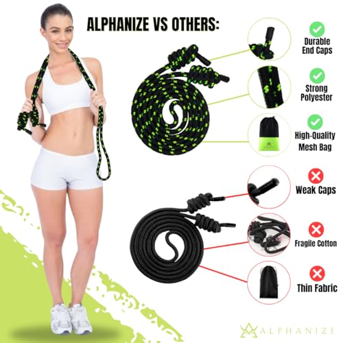 ALPHANIZE Flow Rope Exercise Jump Ropes for Home Gym Cardio - Jump Rope for Fitness for Men & Women - Boxing & MMA Full Bo...