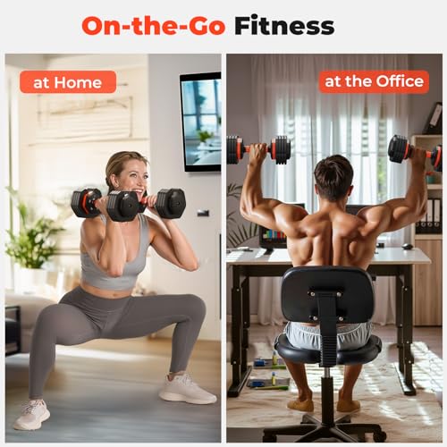 FLYBIRD Adjustable Dumbbell Set of 2, 110LB/50LB Weights Dumbbell Set for Home Gym Exercise & Fitness, Fast Change Weights...