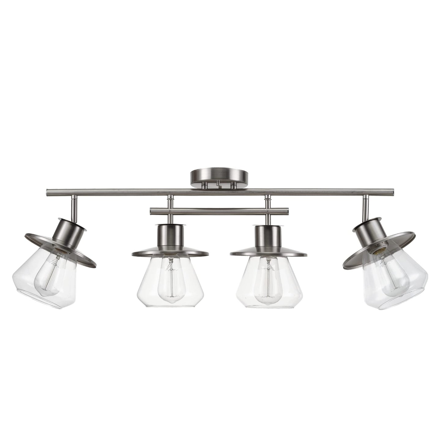 Globe Electric 57504 4-Light Track Lighting, Brushed Nickel, Metal, Clear Glass Shades