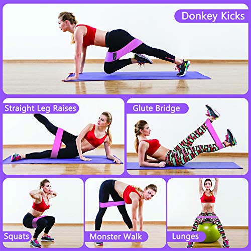 Fabric Resistance Bands for Working Out, 5 Levels Booty Bands for Women Men, Cloth Workout Bands Resistance Loop Exercise ...