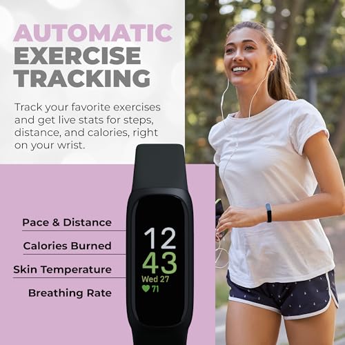 Fitbit Inspire 3 Health & Fitness Tracker Bundle - with Stress Management, Workout Intensity, Sleep Tracking, 24/7 Heart +...