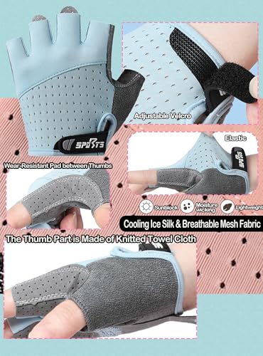 Bawnhaw Kids Fingerless Cycling Gloves Non-Slip Bike Gloves for Youth Girls Boys 3-12T, Breathable Gloves for Skating Scooter