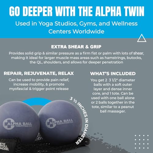 Tune Up Fitness – Alpha Twin Set in Tote | Larger Sized Yoga Massage Therapy Balls | Trigger Point Ball, Myofascial Releas...