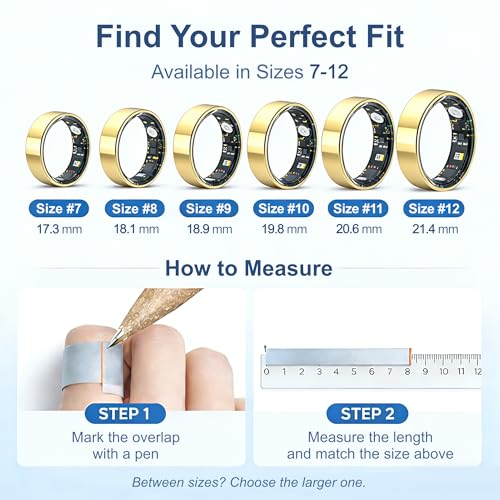 Aoyool Smart Ring Health & Fitness Tracker for Men & Women, Heart Rate, SPO₂, Sleep & Activity Monitoring, IP68 Waterproo...