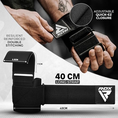 RDX Weight Lifting Hooks for Deadlifting (Pair) - 600Lbs Capacity - 8MM Neoprene Wrist Support Wraps - Grip Enhancer for P...