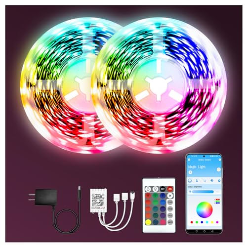 dalattin Led Lights for Bedroom 130ft(2 Rolls of 65.6ft), Led Lighting with Remote&App Control, Color Changing Led Lights ...