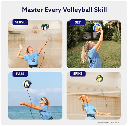 MOTOMY™ Volleyball Training Equipment Aid ‘VolleyPal’ – Solo Rebounder Trainer for Serve, Spike, Set & Pass; Indoor and Ou...