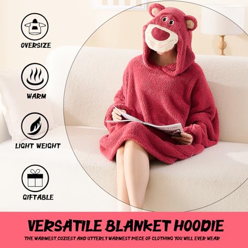 NEWCOSPLAY Wearable Blanket Hoodie Sherpa Hoodie Blanket for Women Men Warm Oversized Sweatshirt with Pockets