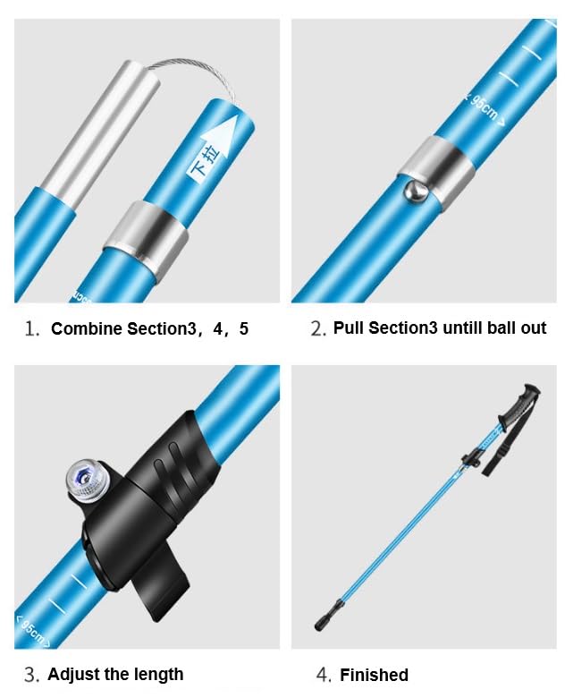 MUXWELL Collapsible Trekking Poles, Aluminum, 38-44 Inches(Compact), 44-52 Inches(Full) Adjustable Height with Quick-Lock,...