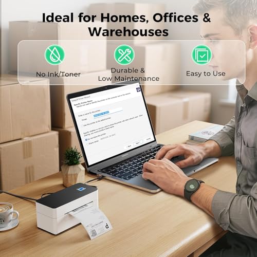 SVANTTO Bluetooth Thermal Shipping Label Printer 4x6, Compatible with Windows/Mac/Android/iOS, High-Speed 4x6 Label Printe...