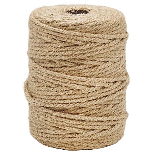 Vivifying Jute Twine, 165 Feet 4mm Thick Natural Jute Rope for Crafts, Garden Ties, Climbing Plants, Hanging and Packing (...