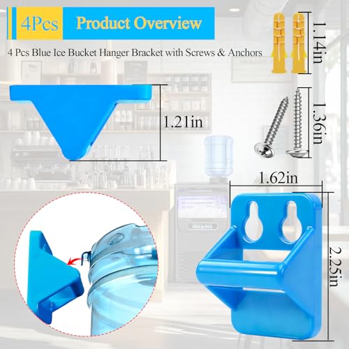 WFCYX 4 Pcs Multifunctional Ice Bucket Hanger Bracket, Ice Bucket Hook Holder, Fit for Saf-T-Ice Tote Drying Rack, W/Screw...