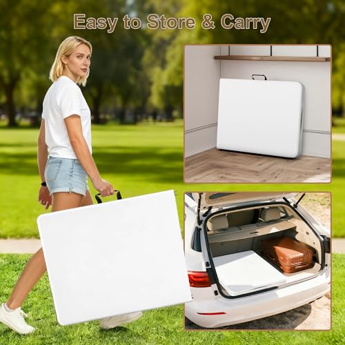 Keycozy Heavy Duty 6ft Folding Table, Portable Fold-in-Half 6 Foot Foldable Table, Table of Utility Dining Indoor Outdoor ...