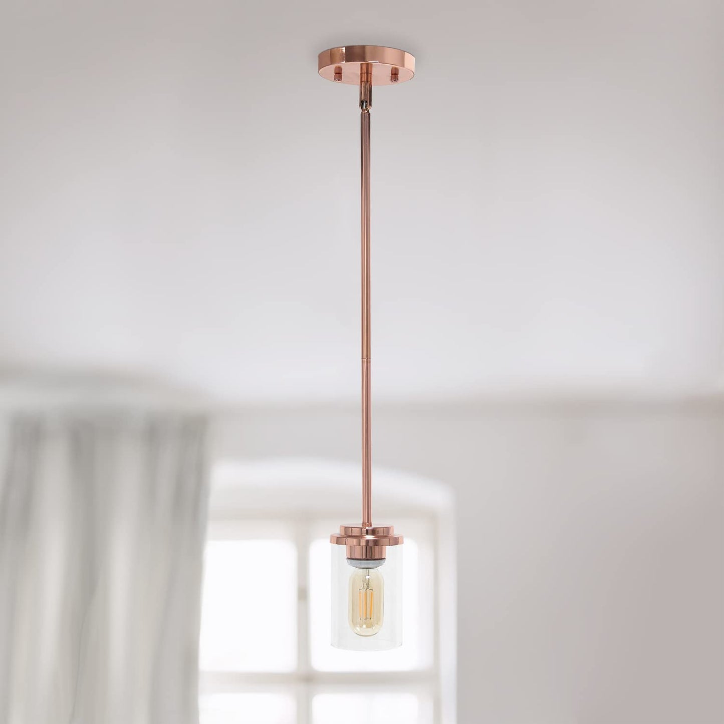Elegant Designs Pendant Light, 1-Lt, Antique Brass, Modern Farmhouse, Clear Glass, 5.75in Height, Model PT1020-ABS