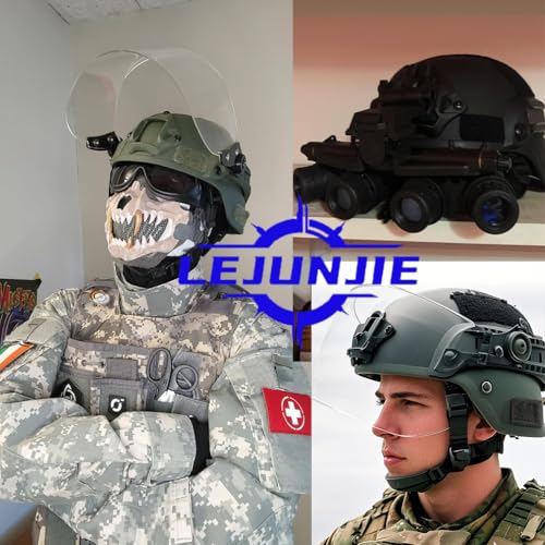 LEJUNJIE Tactical MICH 2000 Fast Helmet with Clear Riot Visor Face Shield Sliding Goggles for Airsoft Paintball CS War Gam...