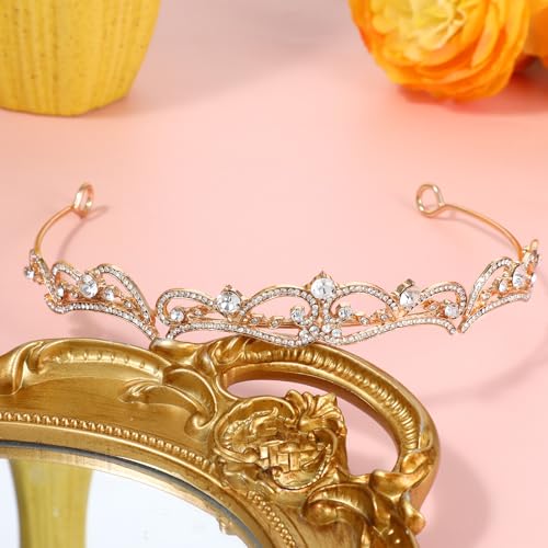 Gold Tiaras and Crowns for Women Wedding Tiaras for Bride Rhinestone Princess Crowns Small Gold Tiara Crown Headband for W...