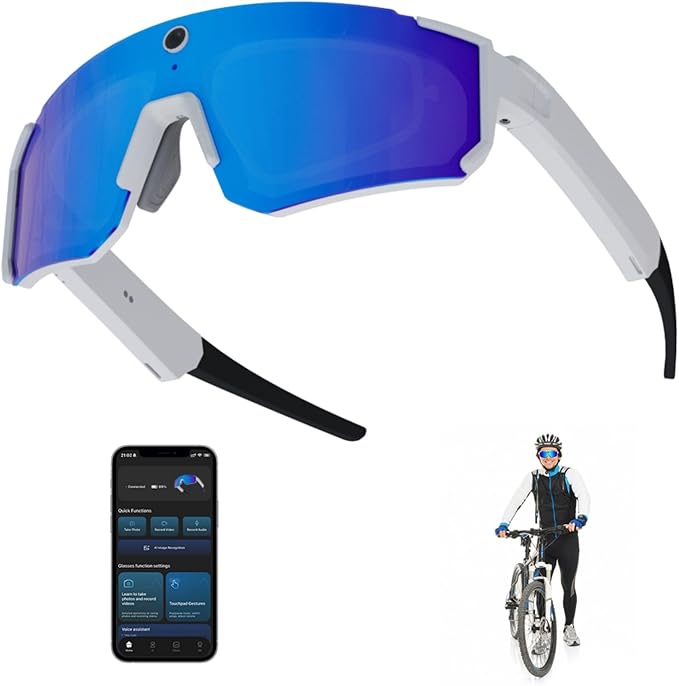 padom AI Smart Glasses with Camera 4K, 8MP HD Video Recording Glasses with Camera, Built-in Storage(No SD Card Needed), We...