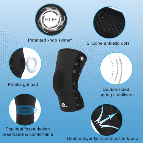 Kuangmi Knob Knee Brace, Knee Compression Sleeve with Patella Gel Pad & Side Stabilizers, Support for Sports, Workout, Pai...