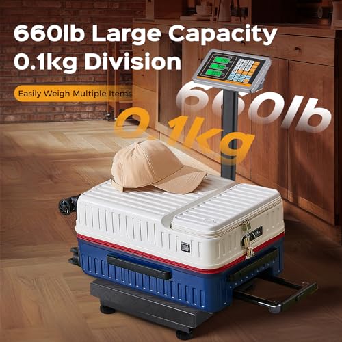 Bonvoisin Digital Platform Scale 660LBs Heavy Duty Floor Scale KG/LB Switchable Postal Shipping Scale for Weighing Package...