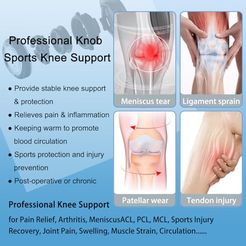 Kuangmi Knob Knee Brace, Knee Compression Sleeve with Patella Gel Pad & Side Stabilizers, Support for Sports, Workout, Pai...