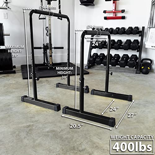 Synergee Dip Bar. Adjustable Dip Station from 30” – 39” for Dips, Inverted Pull Ups. Max capacity 400 lbs. Portable Dip St...
