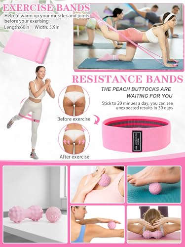 Gemscream 17 Pcs Yoga Essential Kit for Women, Pilates Equipment Starter Set for Beginners with Yoga Wheel Ball Blocks Str...