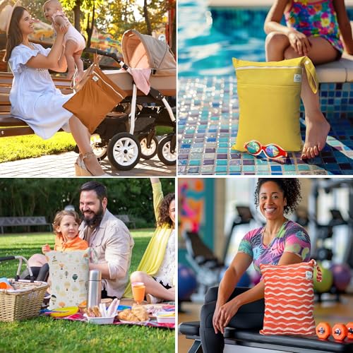 Babies Beginning 2-Pack Wet Bags – Waterproof Travel Bags for Cloth Diapers, Baby Essentials & Swimwear – Reusable Wet Dry...