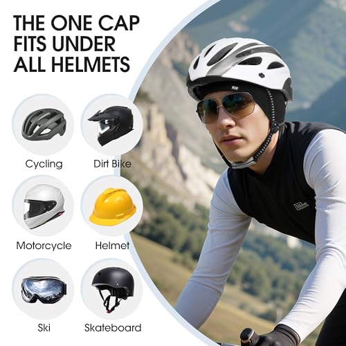 Skull Cap Helmet Liner, Winter Thermal Cycling Cap for Men & Women, Lightweight Cycling Hat for Biking Running Outdoor Work