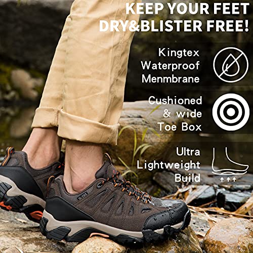 SHULOOK Men's Waterproof Hiking Shoes Lightweight Anti Slip Outdoor Ankle Boots Breathable Hike Trekking Trails Shoe