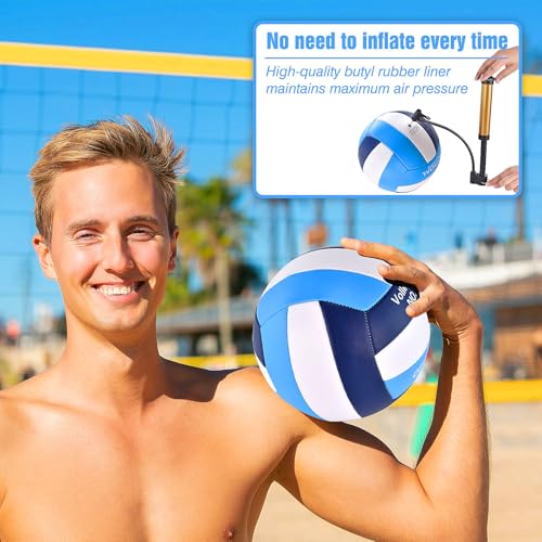 ELKCIP 6 Pack Volleyballs Official Size 5, Waterproof Soft Bulk Recreational Volley Balls with Pump and Net Bag for Indoor...