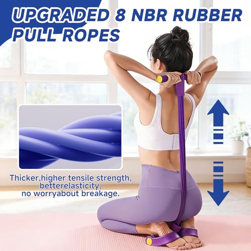 Multifunctional Pedal Resistance Band, 8-Tube Stretch Band with Handle, Fitness Shaping Yoga Exercise Equipment, Natural R...