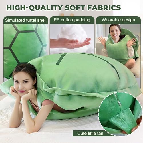 HXIDDANG 63in Multifunctional Giant Wearable Turtle Shell Pillow, Adult Wearable Big Turtle Shell Pillow Weighted Pillow, ...