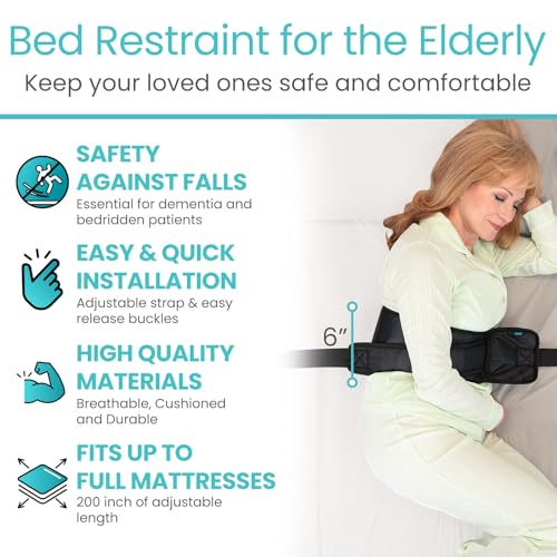 Vive Bed Restraints for Elderly Dementia Patients - Safety Belt for Wheelchair &Bed - Fall Prevention Device for Seniors -...
