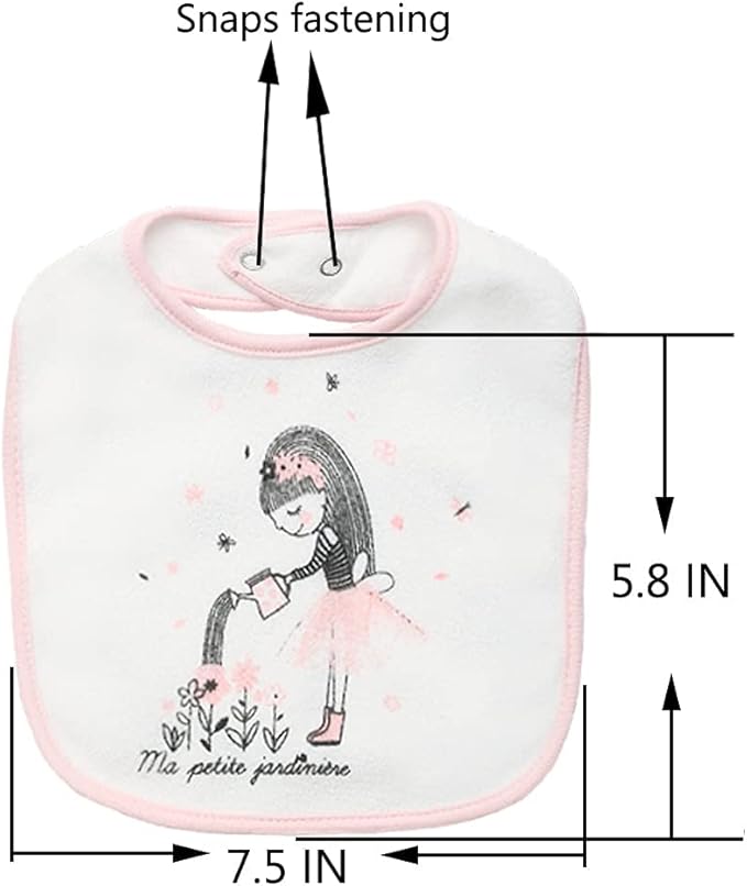 Maiwa Waterproof Terry cloth Baby bibs with Snaps for newborn girl boy, drool and teething for baby