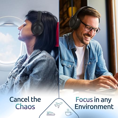 Active Noise Cancelling Headphones, Bluetooth Over Ear, Hi-Fi Stereo,100H Playback Time, High-Resolution Audio, Water Resi...