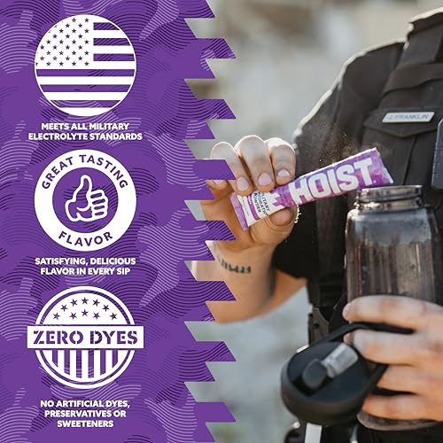 HOIST Electrolyte Drink Mix Powder Sticks – Rapid Rehydration, Military Hydration Formula – Grape (12 Single-Serve Packs)