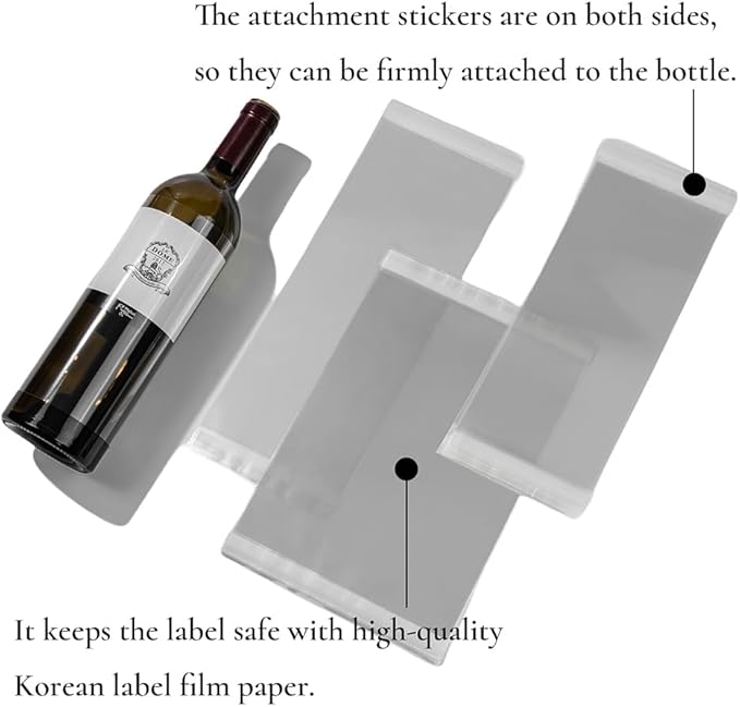 Cabernet Size Wine Label Protector Saver Film - 10 Pieces, 1.0mm Thickness Transparent Wine Label Film for Wine Label Protection Double Sided Sticker Wine Wedding Celebration Present