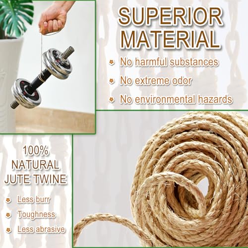 656 Feet 3Ply Jute Twine String, 2mm Natural Brown Thick Twine Rope for Crafts, Gardening, Tomato, Climbing Plant, Tie Flo...