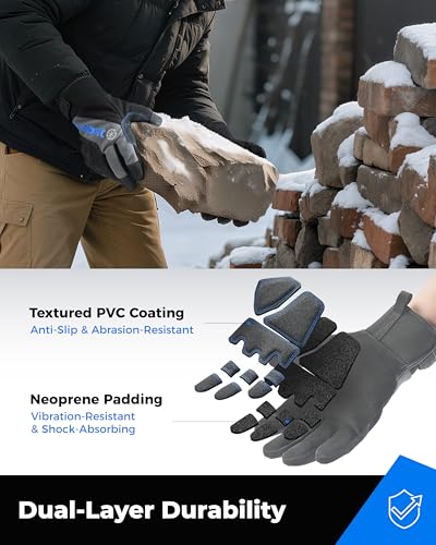 toolant Winter Work Gloves for Men, Insulated Waterproof Work Gloves with Reinforced Palm for Cold Weather Protection, S-XXL