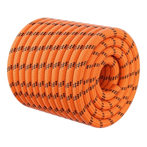 Double Braided Arborist Rigging Rope - 3/8 in X 100 ft 48 Strands Rappelling Outdoor Pulling Heavy Duty Polyester Bull Rop...