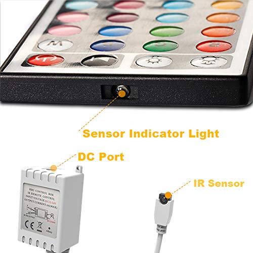 DAYBETTER LED Remote Controller 44 Key, Dimmer for 12-24V LED Strip Lights, Model DRF-0362-W, Plastic, 4 Pin Output