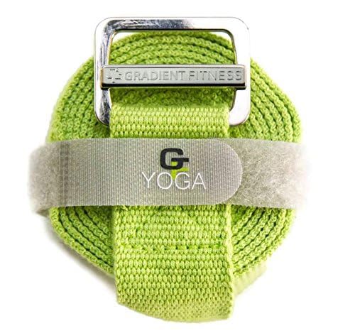 Gradient Fitness Yoga Strap, Friction-Less Easy-Feed Buckle, Super Soft Cotton/Polyester Blend Webbing, Free eGuide. (8 Feet)