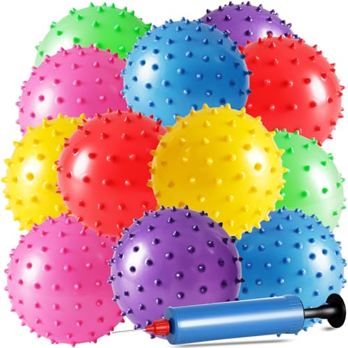 LOVEINUSA 12 Pack Bouncy Ball Knobby Massage Ball, 5" Spiky Sensory Toy for Kids & Adults, Stress Relief Office Desk Fidge...