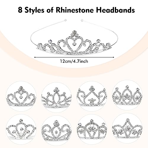 Cinaci 8 Pack Silver Metal Sparkly Glitter Rhinestone Crown Headbands Wedding Prom Birthday Party Princess Hair Tiaras Cla...