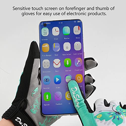 DuShow Bike Gloves for Women Cycling,Pink Floral Workout Gloves Women,Full Finger Biking Driving Riding Gloves for Women,G...