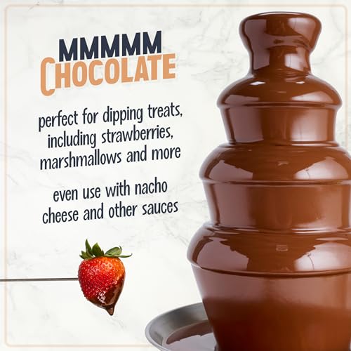 Nostalgia 4 Tier Electric Chocolate Fondue Fountain Machine for Parties - Melts Cheese, Queso, Candy, and Liqueur - Dip St...