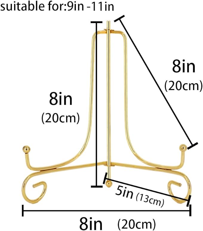LIONWEI LIONWELI 8 Inch Gold Iron Plate Stand Holder Easel Display Stand for Plate?Picture?Photo and More,3 pcs.