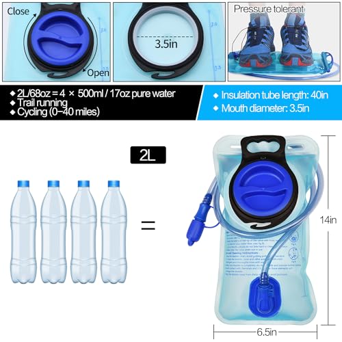 Mdvora 1.5L/2L/2.5L/3L Hydration Bladder, Large Opening Water Storage Bladder Bag, for Cycling Hiking Camping