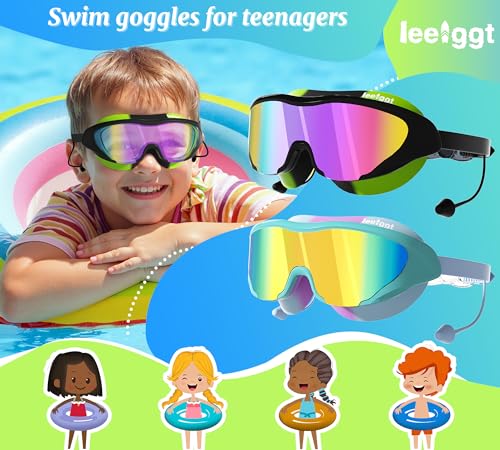 LEEIGGT Swim Goggles, Swimming Goggles of Professional Anti Fog No Leaking UV Protection Wide View for Women Men Youth Kids