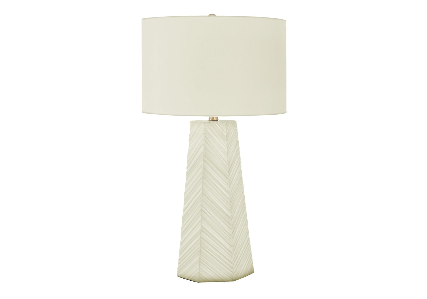 Monarch Specialties I 9614 Table Lamp, White Ceramic, Ivory Shade, 16inL x 16inW x 29.25inH